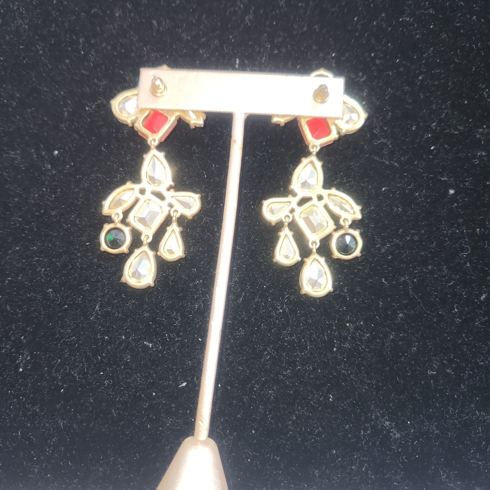 Multi Color J Crew Chandelier Drop Earrings Gold Tone Statement Jewelry Boho - Picture 5 of 9